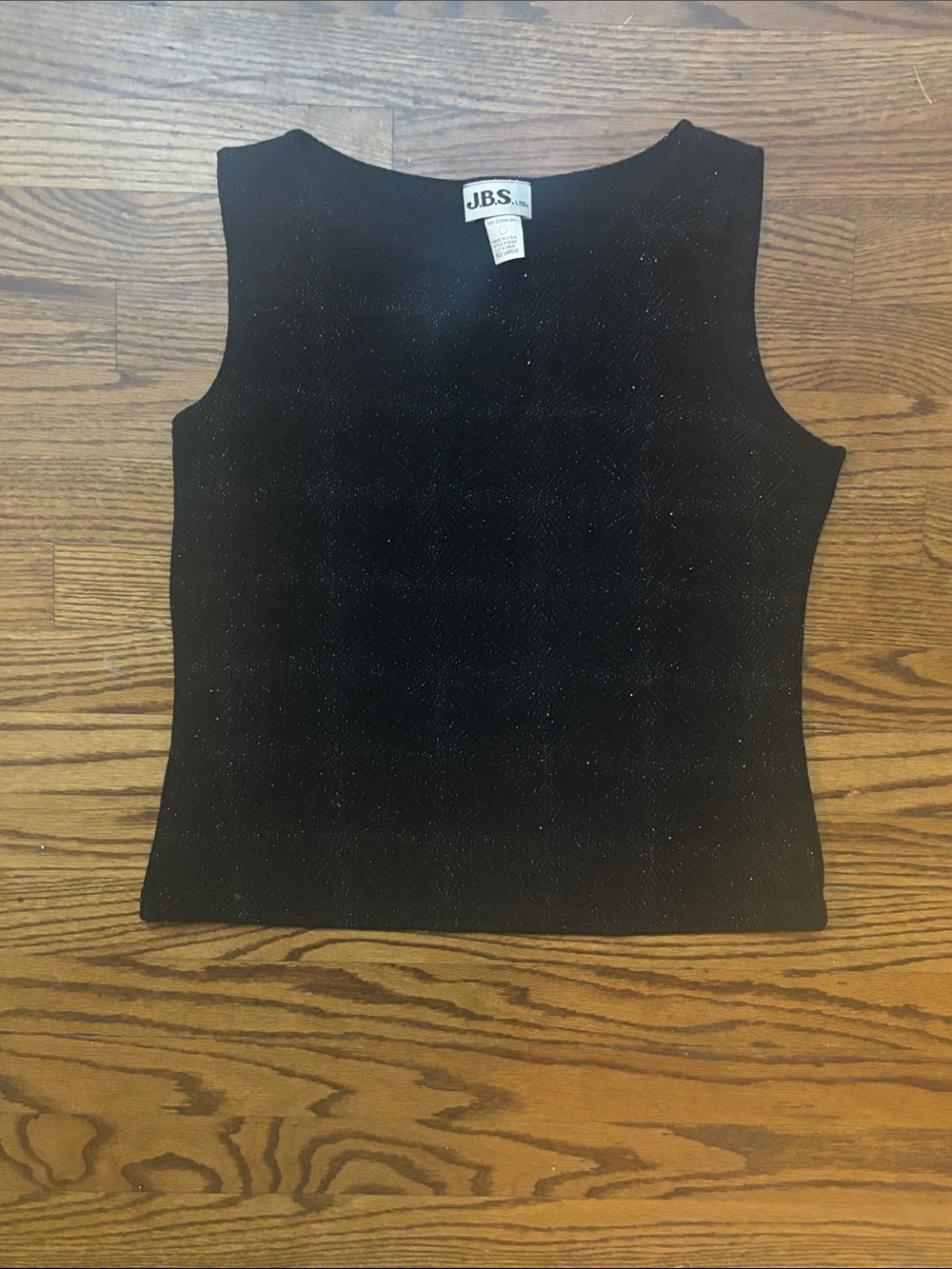 J.B.S. Black Metallic Thread Sleeveless Tank Top